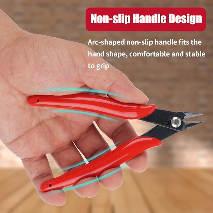 1 Pack Micro Wire Cutters, 5 Inches Flush Cutters Pliers, Diagonal Side Cutters Nippers, Zip Tie Sprue Cutter for Electronics, Plastic Models, Jewelry (Red)