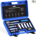 OMT 10pc 3/8" Drive Spark Plug Socket Set With 72-Tooth Torque Wrench | 7.4-44.3 Lb-Ft Click Ratchet; Magnetic Swivel Sockets; Universal Joint & 10" Extension Bar; 5 Hex Sockets; 12-Point Design