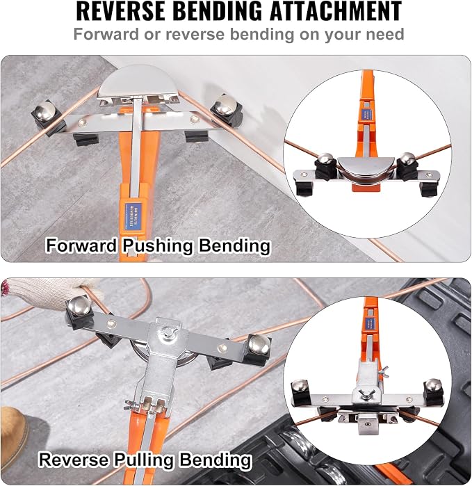 VEVOR Pipe Tube Bender, 1/4"-7/8" O.D. Ratcheting Tubing Bender, 90° Forward/Reverse Pipes Bending Tools with 7 Dies and Pipe Cutter for HVAC Air Conditioning Refrigerator Repair