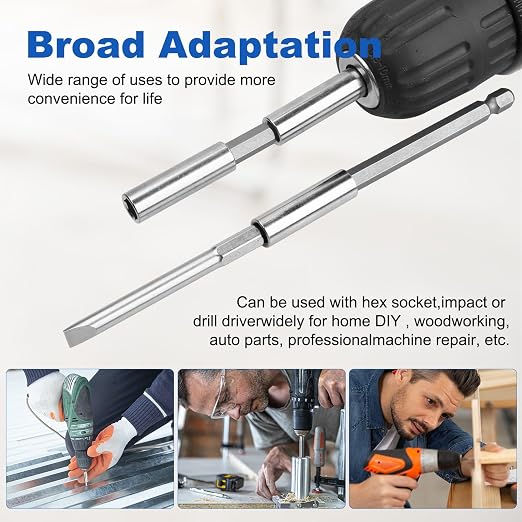 Rocaris 5 Pack Strong Magnetic Drill Bit Extension Holder, 1/4" Hex Shank, S2 Steel Magnetic Screwdriver Extension for Impact Driver, 2.36 inch