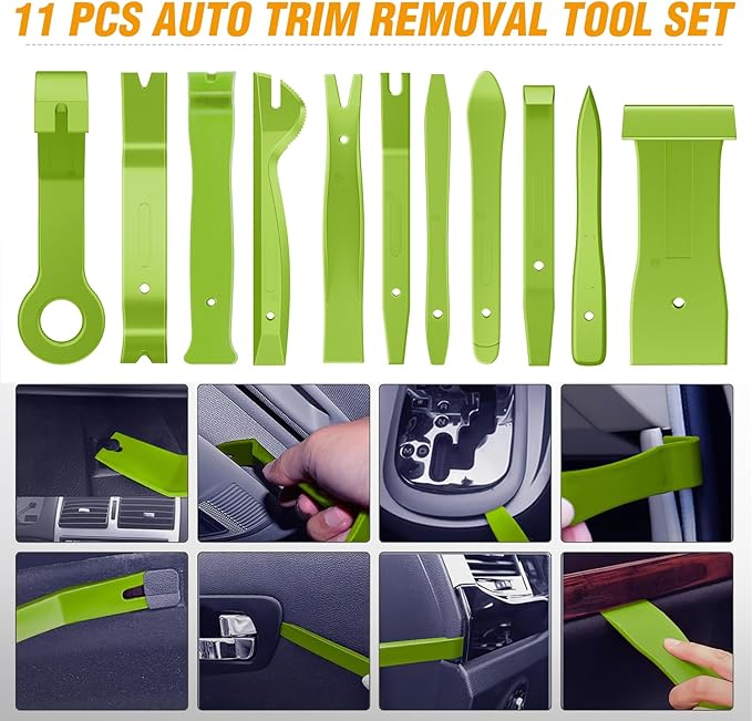 GOOACC 238Pcs Trim Removal Tool, Auto Push Pin Bumper Retainer Clip Set Fastener Terminal Remover Tool Adhesive Cable Clips Kit Car Panel Radio Removal Auto Clip Pliers, Green
