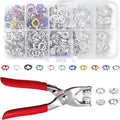100 Sets Metal Snaps Buttons with Fastener Pliers Press Tool Kit, Prong Ring Snap Button Fasteners for DIY Crafts Clothes Hats and Sewing, Easy Installation for Fabric (9.5mm / 400 PCS)