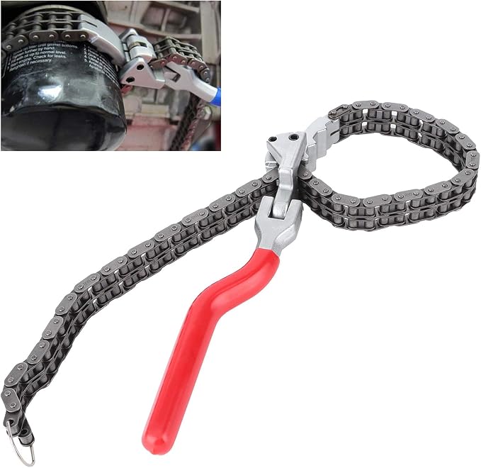 Chain Wrench, Heavy Duty Oil Filter Chain Wrench Spanner Long Handle Oil Filter Removal Tool for Auto Car Repairing
