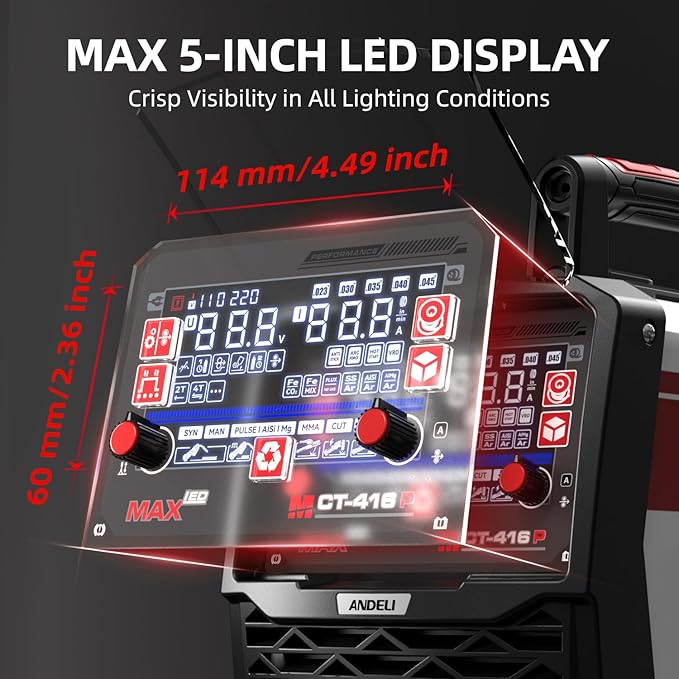 ANDELI Plasma Cutter Welder Combo，6-in 1 Pulse MIG/HF TIG/HF Cut/Stick/Flux Core Multifunctional Welder，110V/220V Dual Voltage Aluminium MIG Welding Machine,160A MIG/TIG/Stick & 40A Cut