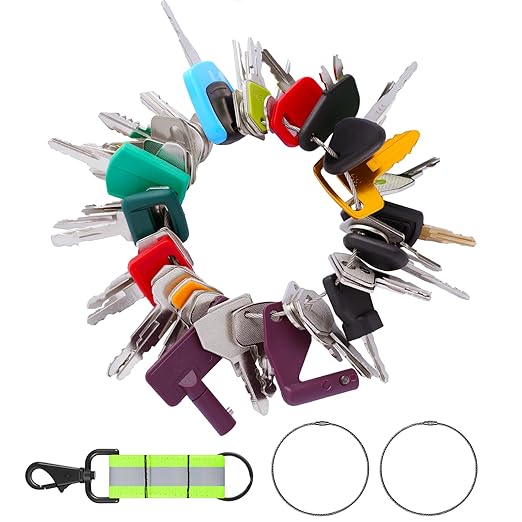 42 Heavy Equipment Key Master Set, Construction Machine Ignition Keys for CAT Caterpillar Volvo JCB JLG John Deere Hyster Komatsu Kubota Yanmar Daewoo Takeuchi Ford New Holland and More