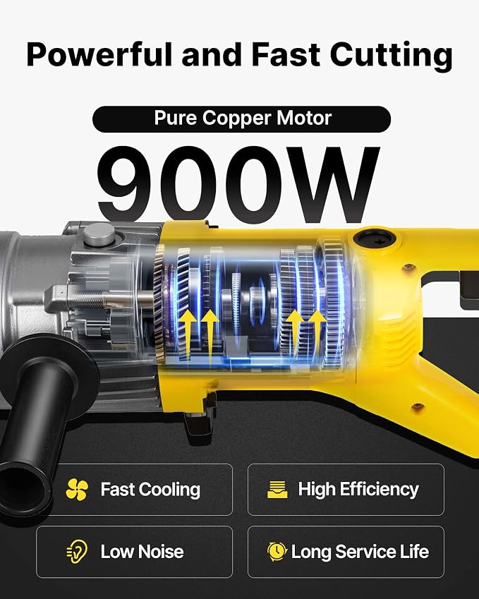 VEVOR Electric Hydraulic Rebar Cutter 900W 110V - Portable, Cuts #5 4-16mm Rebar in 3 Seconds, with Stainless Steel Carry Case