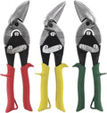 MIDWEST Aviation Snip Set - Left, Right and Straight Cut Offset Tin Cutting Shears with Forged Blade & KUSH'N-POWER Comfort Grips - MWT-6510RLS