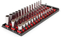 TEKTON 1/4 Inch Drive 12-Point Socket Set, 42-Piece | SHD90122 | (4 - 15 mm), Shallow, Semi-Deep, and Deep, Socket Rail