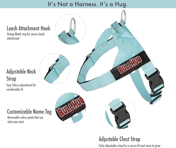 Adjustable Dog Harness– No Pull, No Choke – for English Bulldogs, French Bulldogs, Pugs & Broad-Chested Breeds – Easy, Safe Walks (Royal Blue, Medium)