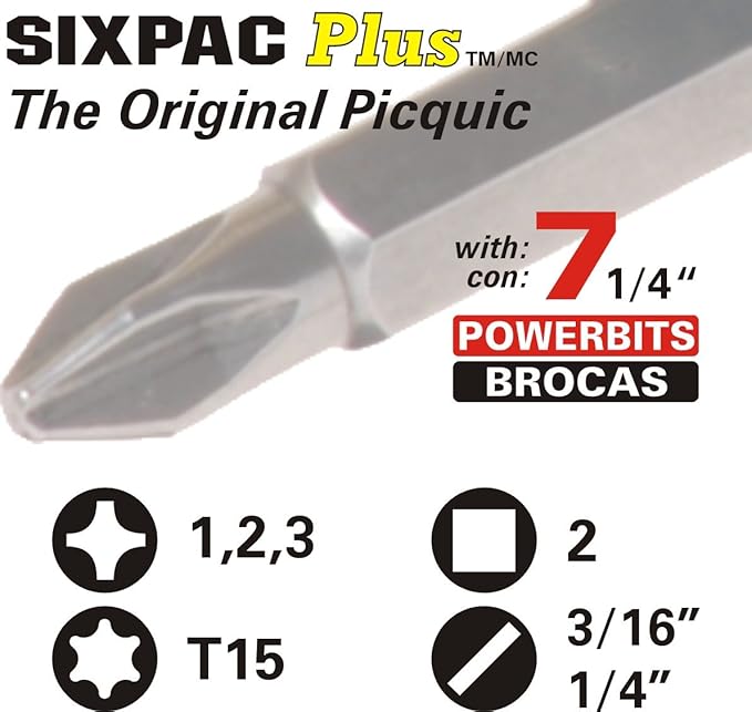 Picquic 88911 Carded Combo Pack with Sixpac Plus and Stubby Drivers, Black, 2-Piece