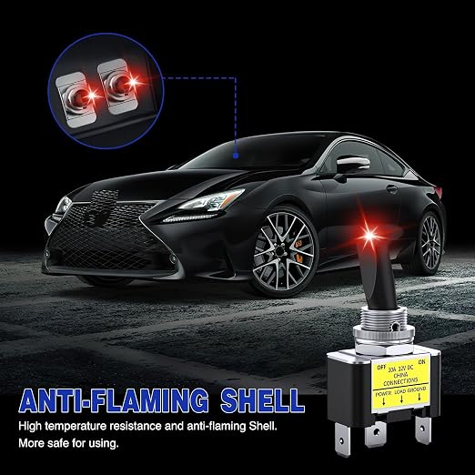 Nilight 2PCS Red LED Toggle Switch 12V DC 30A 3 Pin On Off 2 Position Heavy Duty Rocker Switch with 14AWG Wire for Automotive Cars Trucks Boats Racing Cars Auto Boat