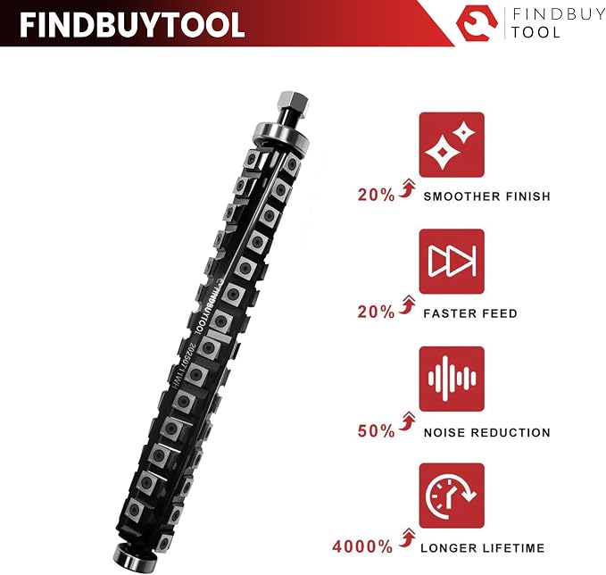 FINDBUYTOOL 13 Inch Helical Cutterhead for DeWalt Planer DW735 DW735X DW735-XE, 4 Rows for DeWalt Thickness Planer, Quiet & Efficient Upgrade Replacement Blade for DW735 Series Planer