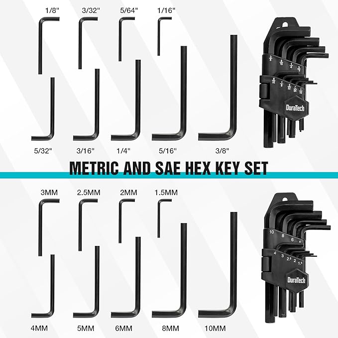 DURATECH 121-Piece Mechanics Tool Kits with Carrying Tool Box | Include SAE/Metric Sockets Set, 72-Tooth Drive Ratchet, 40-in-1 Magnetic Screwdriver, and Hex Keys for Auto Repair