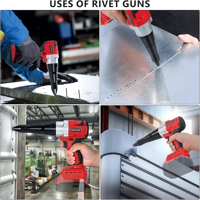 Cordless Rivet Gun Tool for Milwaukee M18 18V Battery(Only Tool), Brushless Electric Automatic Rivet Gun, for Rivets 1/8'', 5/32'', 3/16", for Metal, Plastic and Leather