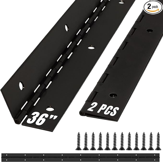 ALBO 36 Inch Black Heavy Duty Piano Hinge Continuous Stainless Steel 304 (2-Pack), Surface Mount Cabinet Hinges Matte Black 36"x2" for Piano Lid, Commercial Display & Industrial Cabinet