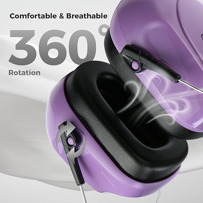 ProCase Noise Reduction Ear Muffs, Sound Proof Ear Protection, NRR 28dB Noise Cancelling Headphones for Adults Kids Autism, Hearing Protection for Mowing -2 Packs, Purple&Black