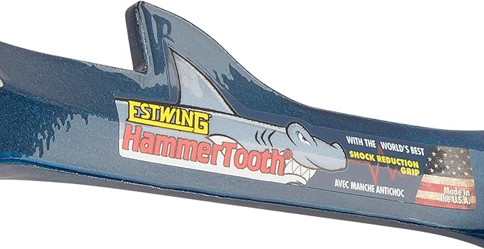 ESTWING Hammertooth Hammer - 22 oz USA Made Straight Rip Claw Hammer with Milled Face & Shock Reduction Grip - E6-22TM