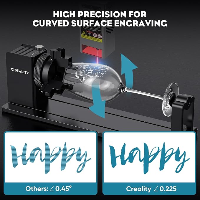 Rotary Roller Pro, 4 in-1 Multi-Functional Laser Rotary Roller Y-axis Jaw Chuck Rotary for Engraving Cylindrical Objects, Tumblers, Wine Glass, Rings, Balls