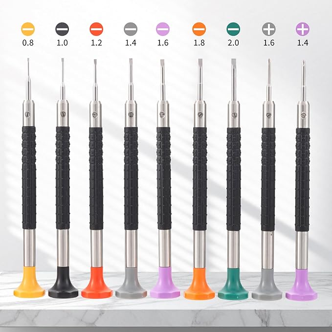 Watch Screwdriver Set with 9pcs Precision Slotted and Phillips，9pcs Different Sizes With 9 Extra Replace Blades Watchmaker Screwdriver Set for Watch/Eyeglass/Jewelry Repair