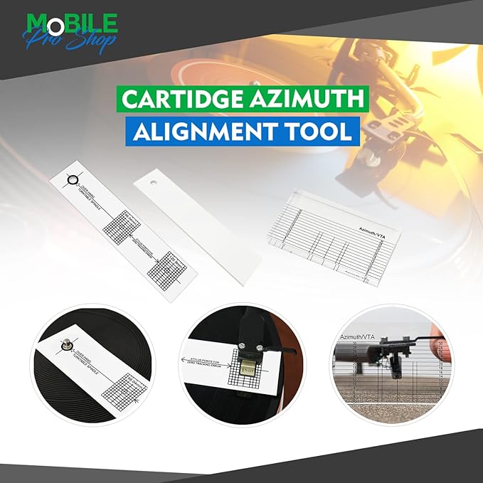 Turntable Azimuth Cartridge Alignment Protractor Set- Vinyl Record Player VTA Azimuth Ruler + Turntable Phono Cartridge Stylus Alignment Protractor