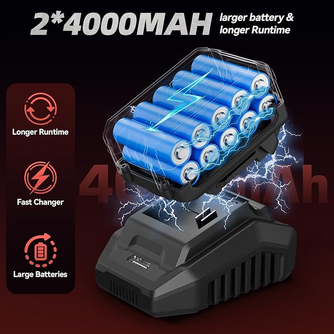 Cordless Impact Wrench 1107Ft-lbs(1500N.m), Brushless High Torque 1/2 Impact Gun with 21V 2x4.0Ah Battery, 3-Mode Speed, Electric Impact Driver with 4 Socket for Home Car Pickup Truck RV Mower