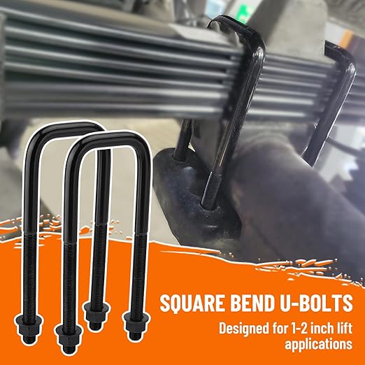 Square Bend U-Bolts, 8.5" Long x 2.5" Wide x 9/16" Thread
