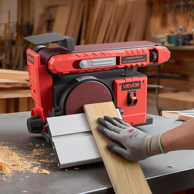 VEVOR 6" Disc Sander & 4" x 36" Belt Sander, 400W Professional Belt Disc Sanders Combo with 0-45° Adjustable Worktable & Dust Collection Port for Woodworking, Knife Sharpening, DIY Crafting