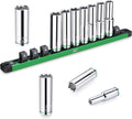 SK 1/2" Drive Socket Set, Deep Metric Sockets, 11-Piece 10-20mm | SuperKrome Finish, Premium CR-V Steel, with Aluminum Socket Organizer