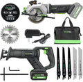 GALAX PRO Cordless Circular and Reciprocating Saw Combo Kit with 1pcs 4.0Ah Lithium Battery and One Charger, 7 Saw Blades and Tool Bag