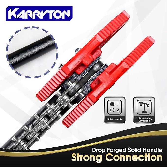 64" Chain Pipe Wrench, Fits 2"-12" Pipe Diameters, 55" Chain Length Max Breaking Load 31000LBs, Heavy Duty Chain Tongs for Pipe Installation, Oil Fields Operations and Maintenance