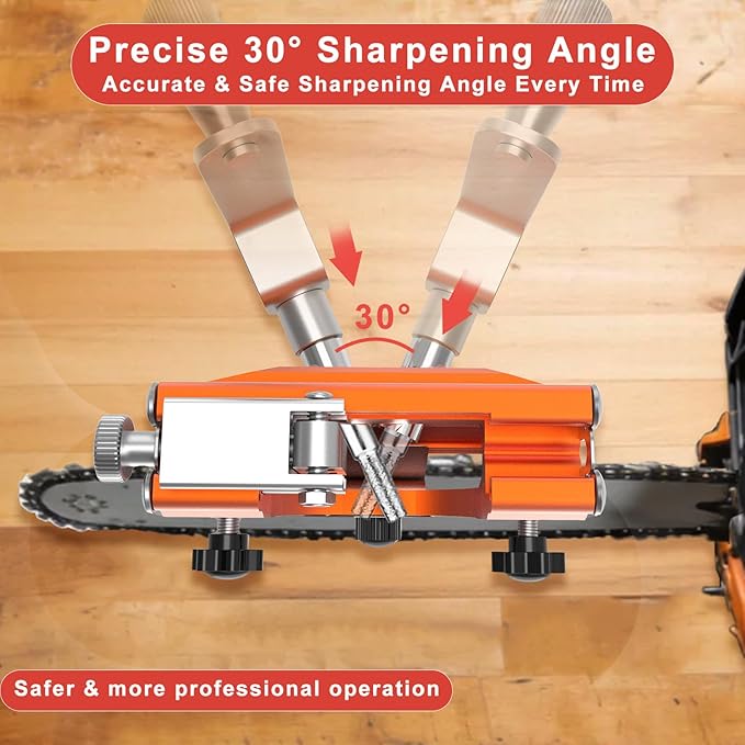 Chainsaw Sharpener Jig Tool with 5 Tungsten Bits for 4-22" Chains | Universal Portable Manual Hand Çank Chain Saw Blade Sharpener Tool Kit Accessories for Sharpening