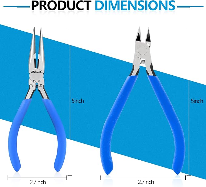 Needle Nose Pliers and Wire Cutters Set, 5" High Carbon Steel Pliers Set, Ultra-Sharp Crafts Diagonal Cutters, Long Nose Pliers for Jewelry Making, Electronics Repair, Object Grasping