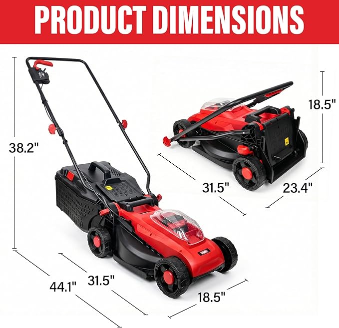 MZK 20V 13" Electric Lawn Mower, Brushless Cordless Lawn Mower with 4-Position Height Adjustment, Walk-Behind Push Mowers with 8 Gallon Grass Bag, 2 x 4.0Ah Batteries & Charger Included