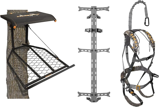 Muddy The Boss XL Wide Stance Hang-On Tree Stand Platform & Hawk Helium Set