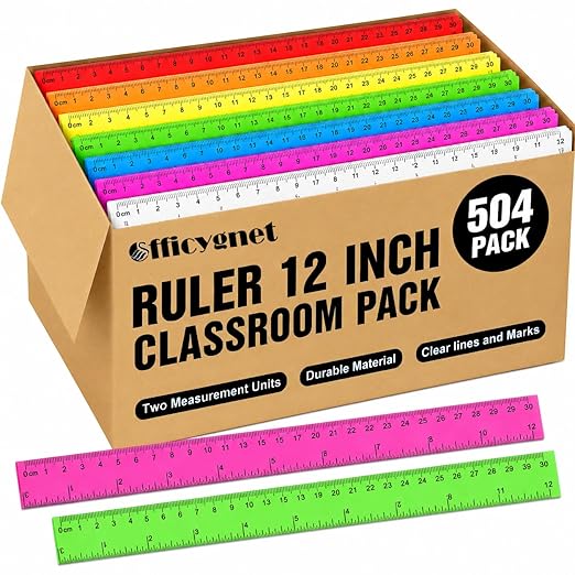 504 Pack Rulers Bulk for Classroom, 12 Inch Ruler for School,Clear Plastic Transparent Assorted Color Bulk Rulers with Millimeter and Inches, Ideal Back to School Office Home Supplies