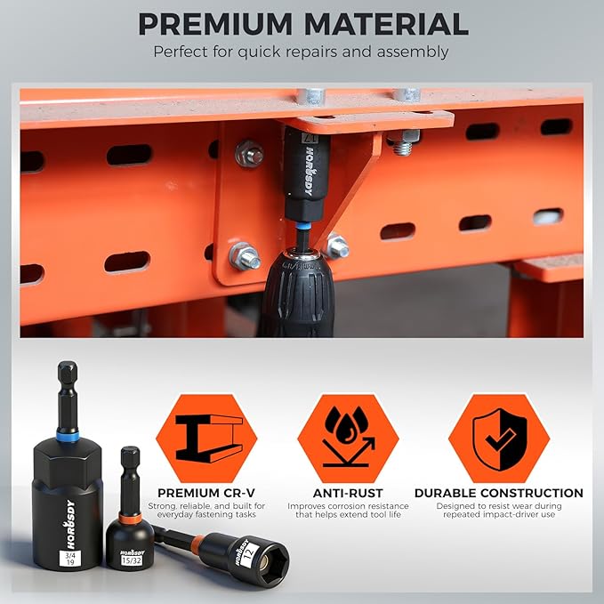 Upgraded 79-Piece Magnetic Impact Nut Driver Set, Metric & SAE with 3LB Magnetic Pickup Tool, Socket Adapters, Wing Nut Driver, Universal Sockets, Quick-Change Bit Holder & Extensions, Power Bits