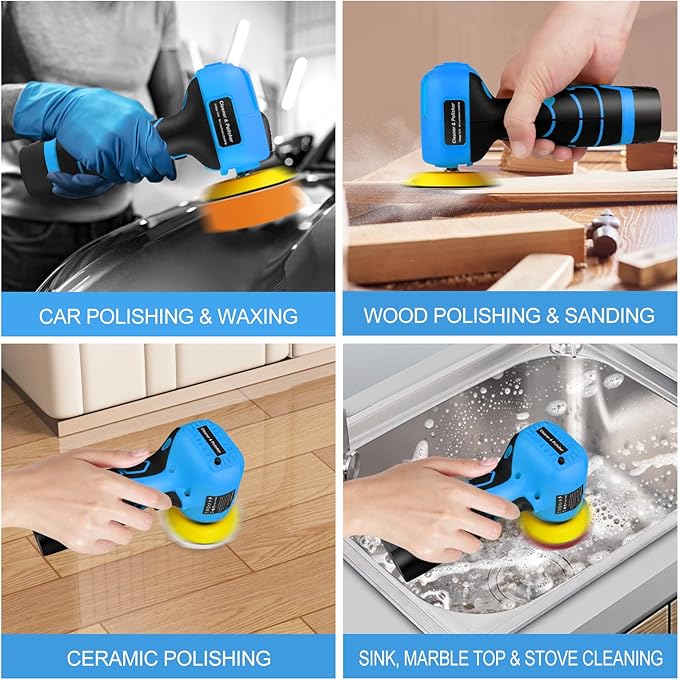 Cordless Sander, 3" Palm Sander with 16.8V 3.0Ah Li-ion Battery, 3500RPM Mini Polisher, 19 Accessories Sanders Tool for Sanding/Polishing/Waxing/Cleaning