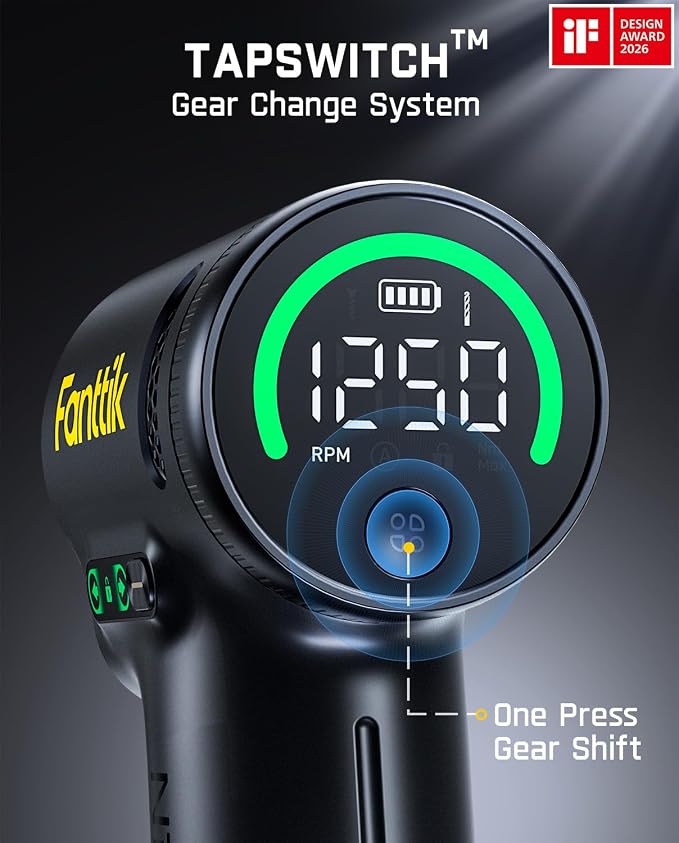 Fanttik K2 Ultra Power Drill, Cordless Drill/Driver, 3/8'' Keyless Chuck, Max. 30 N.m, Max. 1250 RPM, TapSwitch Gear Change, 2.5AH Rechargeable Battery, Tool Kit for Home DIY Projects