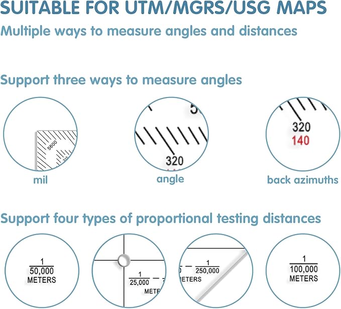 5 Inch Military Map Protractor Military Style Utm/mgrs Coordinate Scale Map Perfectly Cut Land Navigation Protractor Maps Reading and Grid Coordinate Reader