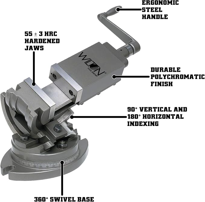 Wilton 3-Axis Precision Tilting Vise, 3" Jaw Width, 3" Opening, 1-5/16" Jaw Depth (Model TLT/SP-75)