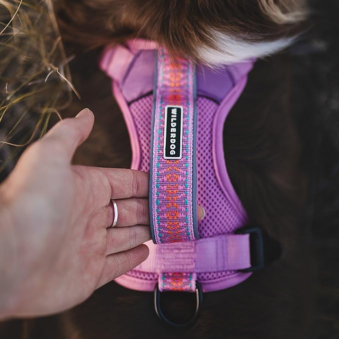 Wilderdog Lightweight Dog Harness with Reflective Straps - Large - Lilac