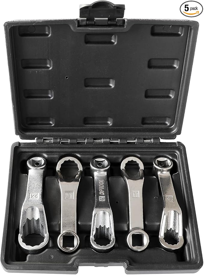 DPTOOL 5Pc Rear Camber Adjust Wrench Engine Motor Mount Socket for Benz VW | Offset Fixing Screws Oil Filter Removal Wrench Kit with 1/2" Drive 12 Point 16mm 17mm 18mm 21mm 24mm