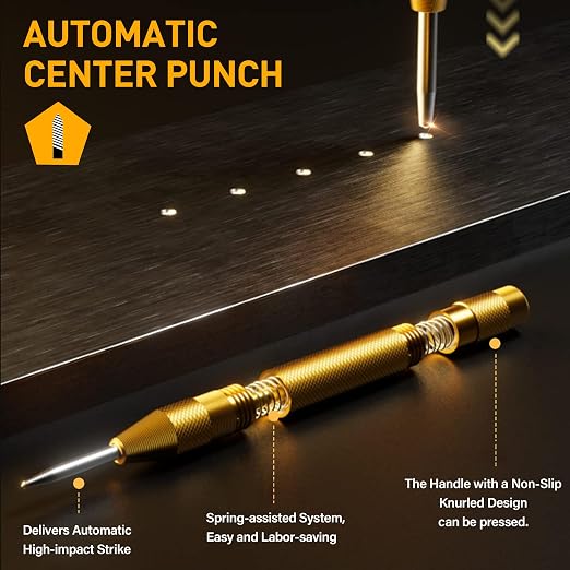 Step Drill Bit Set, 6 Pcs Titanium High Speed Steel Step Drill Bits with Extra Automotive Center Punch for Metal, Wood & Plastic, with Aluminum Case, 50 Sizes