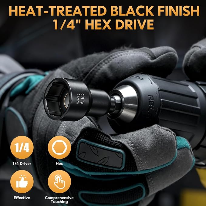 Magnetic Impact Nut Driver Set - Metric & SAE with Socket Adapters (12-Piece)