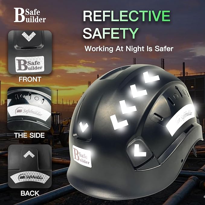Construction Safety Helmet ABS Hard Hat Adjustable Ventilation System Hardhats Industrial Work Head Protection for Men Certified ANSI/ISEA Z89.1