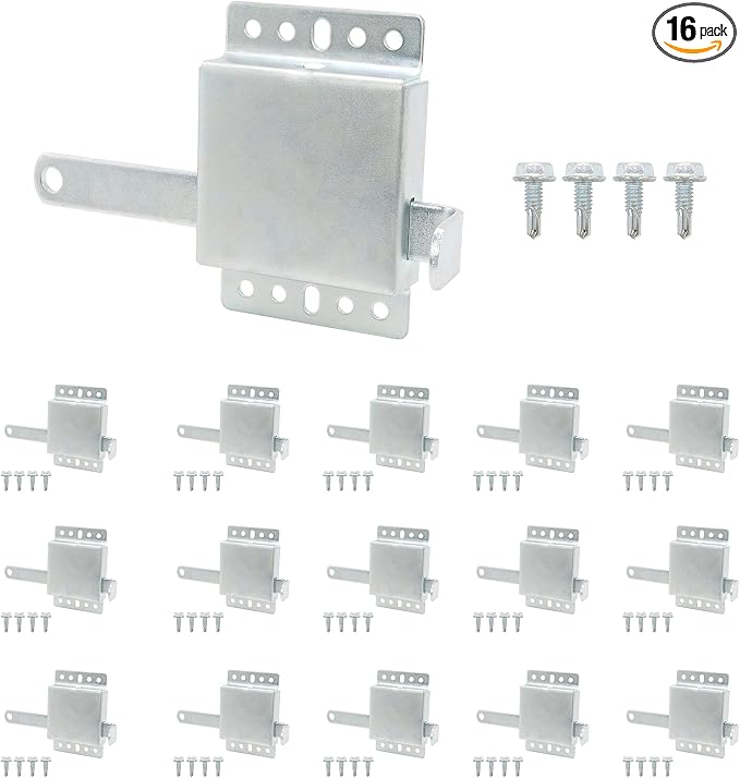 Heavy Duty Garage Door Side Lock Inside Deadlock for Most Garage Door Iron Galvanizing -16 Pack, Silver
