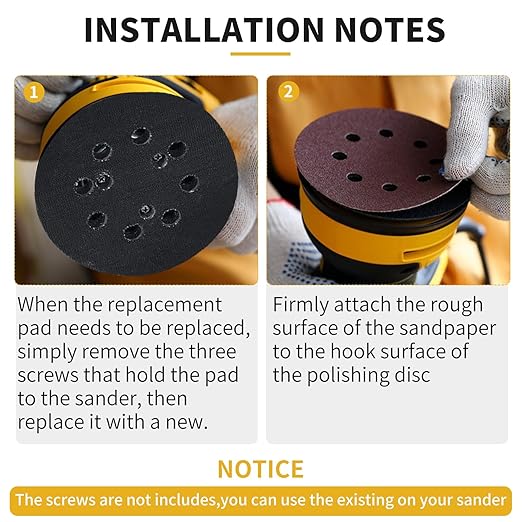 Sander Pads Replacement for Dewalt, 2 Pack 5" 8 Hole Hook and Loop Orbital Sander Pads Compatible with DeWalt DW420 DW421 DW422 DW423 DW426 D26451 D26453 Random Orbital Sanders