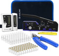 VCELINK RJ45 Crimp Tool Kit for CAT7/6A/6/5E/5, Upgraded Network Tool Set with an Ethernet Crimper, 50 RJ45 Connectors & Boots, Cable Tester, Wire Stripper and Cutter in a Cloth Bag, Blue