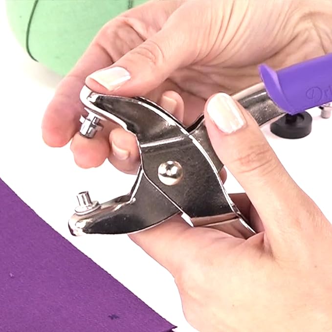 Dritz Heavy Duty Snap Pliers Kit - Size 24 5/8" – Metal Snap Fastener Tool, Purple Handheld Snap Setter for Jackets, Coats, Bags, Boat Covers