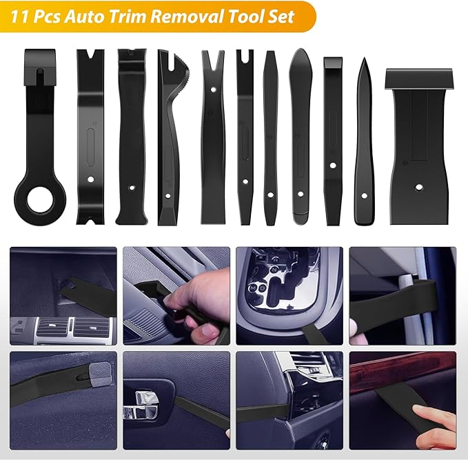 GOOACC 88Pcs Trim Removal Tool, Auto Push Pin Bumper Retainer Clip Set Fastener Terminal Remover Tool Adhesive Cable Clips Removal Kit Car Panel Radio Removal Auto Clip Pliers, Black